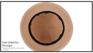 Detail of camel wool cloche hat interior showing size 57 label and sweatband
