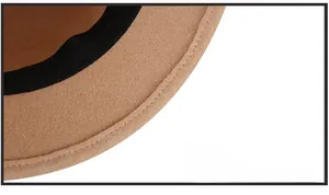 Close-up of neat stitching and wool felt texture on a stylish camel fisherman hat