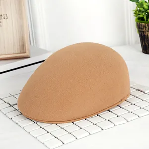 Béret Plat Unisexe en Lainage Rétro Britannique Chapeau Ivy Hiver Chaud Casquette Newsboy Couleur Unie Réglable Classique
