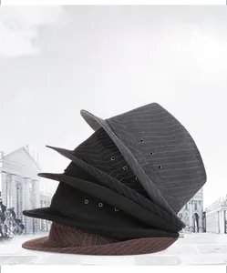 Detail of multi-color fedora hats showing twill texture and metal ventilation eyelets