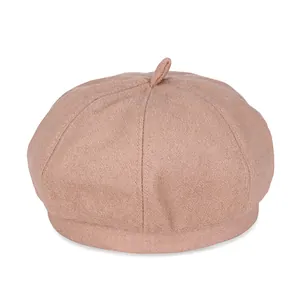 Women Vintage Solid Color Polyester Beret Hat Autumn Winter Warm French Artist Painter Pumpkin Cap Elegant Outdoor Accessory