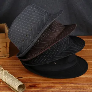 Classic British style men's wool jazz fedora hats with metal air vents in four colors