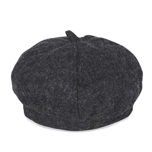 Classic charcoal grey wool beret hat for women with a minimalist vintage dome design