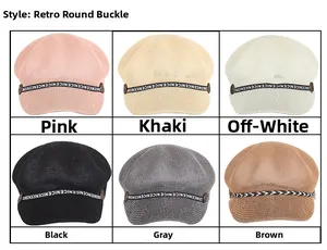 Sei colori di cappelli stile marinaio in maglia con fibbia retrò e nastro decorativo