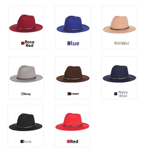 Classic wool fedora hats available in eight colors including khaki, blue, and black