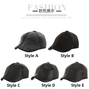 Detail view of five assorted textures and materials for men's flat caps in various finishes