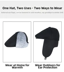 Gorro térmico de invierno para hombre con forro de piel sintética y orejeras ajustables