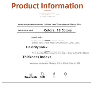 Detailed size and material guide for pure wool felt hats with 18 colors available
