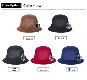 Chapeau cloche femme automne hiver en coloris camel noir gris bordeaux et bleu