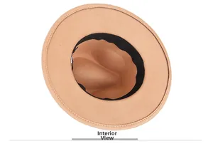 Detailed interior view of wool felt fedora featuring black grosgrain sweatband