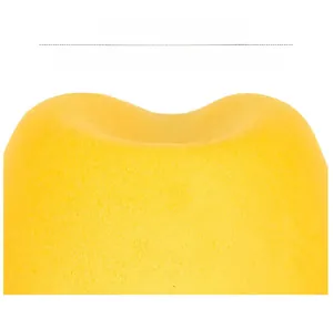 Macro shot showing the thick and textured yellow wool felt fabric of the fedora hat