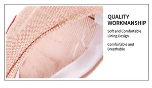 Detail of soft breathable inner lining and knit texture of a pink summer beret hat