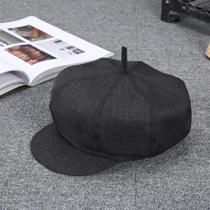 Men Vintage Newsboy Cap Octagonal Flat Cap Autumn Winter Warm Cashmere Wool Blend Hat For Middle Aged Elderly Men