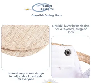 Détail du béret en coton et lin avec boucles réglables et conception à double bord