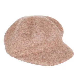 Classic brown wool blend newsboy cap with textured finish on a clean white background