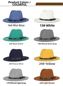 Detailed color selection guide for wide brim wool fedora hats with various shade options