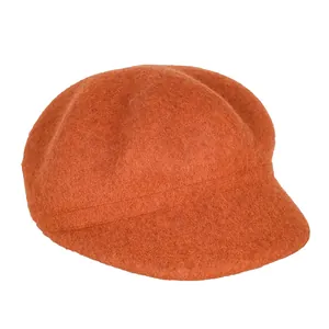 Vibrant orange wool blend newsboy cap with classic paneled crown and short brim