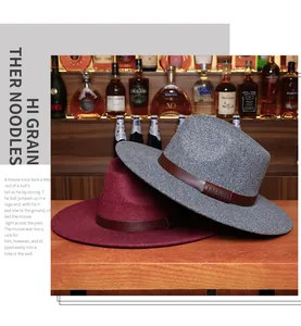Close-up of stylish fedora hats with leather bands featuring Lhasa embossed detail