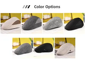 Vue détaillée de casquettes gavroche en coton et lin avec maille et broderie R