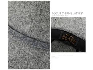 Detail view of the internal sweatband and 100% pure wool label inside the grey felt hat