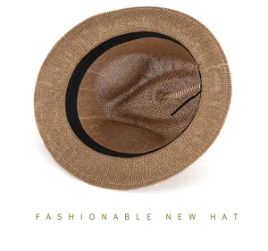 Detail view of woven straw hat interior featuring breathable mesh and inner sweatband