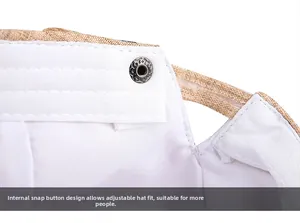 Détail du bouton pression interne pour ajuster la taille de la casquette en lin