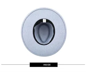 Detail view of Fedora interior with 57cm size label and cotton polyester blend fabric