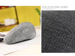Vue détaillée du béret en lin gris avec filet en maille blanche respirante latérale