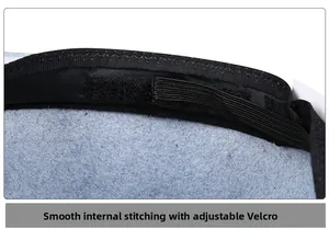 Detail of inner lining with smooth stitching and adjustable Velcro strap on the fedora hat