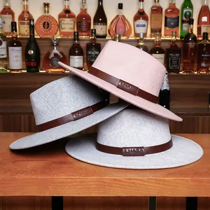 Unisex Wide Brim Fedora Hat Two Tone Felt Jazz Hat With Leather Band Vintage British Style Winter Warm Felt Hat For Men Women