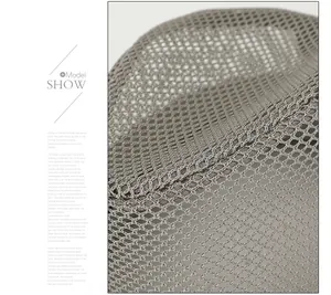 Detailed close-up of the breathable grey mesh fabric on a summer sun hat for men