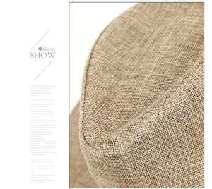 Macro texture view of high-quality woven flax linen fibers on a summer Panama hat