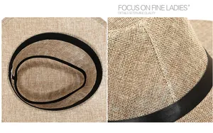 Detailed macro shot of linen Panama hat texture and inner sweatband construction