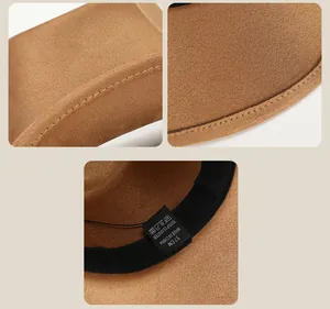 Macro detail of the brown western cowboy hat showing high-quality stitching and texture