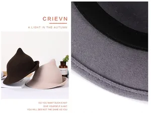 Detail view of felt witch hat featuring a sweatband and reinforced stitching craft