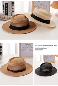 Dettaglio di cappelli di paglia traspiranti con rete traforata e nastro decorativo