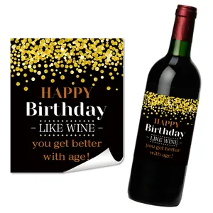 Funny Humorous Birthday Wine Bottle Labels PVC Self Adhesive Waterproof Sticker For Party Celebration Sisters Gifting Decor
