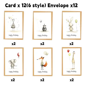 Aquarell Tier Geburtstag Grußkarten Mit Umschlägen Happy Birthday Notizkarten Für Party Sortierte Cartoon Tier Designs Schreibwaren Geschenk