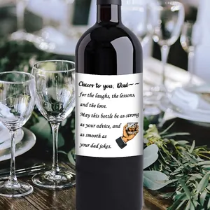 Détail d'étiquette de vin humoristique pour la fête des pères avec illustration dessinée