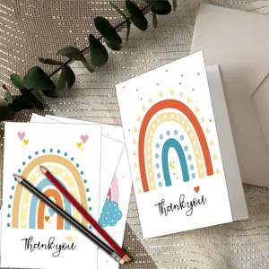 Rainbow thank you cards set with white envelopes for birthdays and baby showers