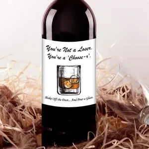 Set of 4 Father's Day self-adhesive wine bottle labels with inspirational typography