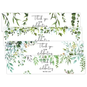 Forest style wedding water bottle labels with green watercolor eucalyptus and flowers