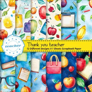 Papier de Scrapbooking Aquarelle Papeterie Scolaire pour Cadeau Remerciement Enseignant Décor Journal Papier Créatif DIY Arts