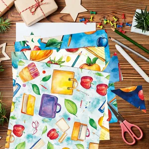 12 feuilles de papier scrapbooking aquarelle rentrée scolaire pour DIY et journaux