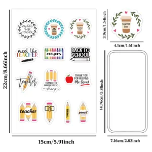 Lot de 12 autocollants graffiti étanches thème enseignant pour gourdes et ordinateurs