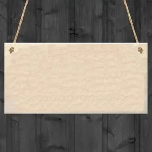 Rustic rectangular wooden welcome plaque with natural grain and jute rope for hanging decoration