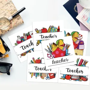 6Pcs Teacher Appreciation UV Transfer Stickers with Educational Icons and Apple Designs