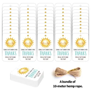 50Pcs Summer Teacher Appreciation gift tags with sun illustration and twine string
