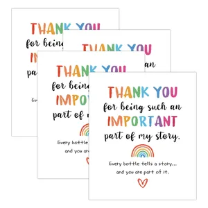 Set of four humorous Teacher Appreciation wine bottle labels with rainbows and hearts