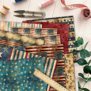 Retro American flag scrapbook paper set with vintage stars and stripes for DIY crafts